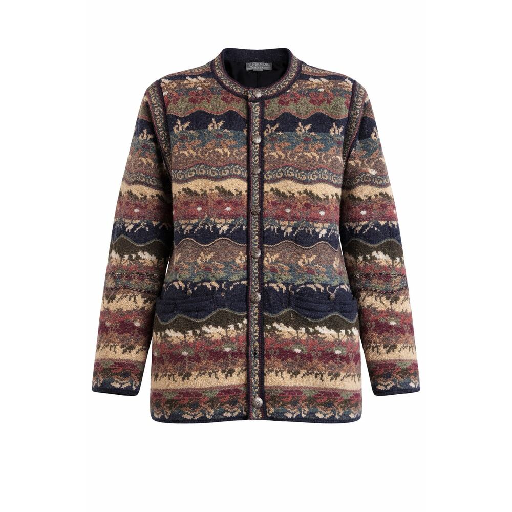 Icelandic Design Wool Fair Isle Nordic Button Front Sweater Jacket Cardigan M